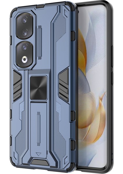 Honor 90 Pro Darbeye Dayanıklı Telefon Kılıfı Kickstand Sert Pc + Yumuşak Tpu Koruyucu Kılıf-Mavi (Yurt Dışından)