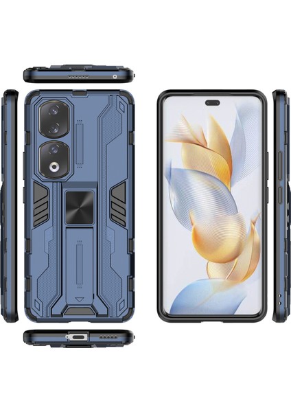 Honor 90 Pro Darbeye Dayanıklı Telefon Kılıfı Kickstand Sert Pc + Yumuşak Tpu Koruyucu Kılıf-Mavi (Yurt Dışından) indirimleri