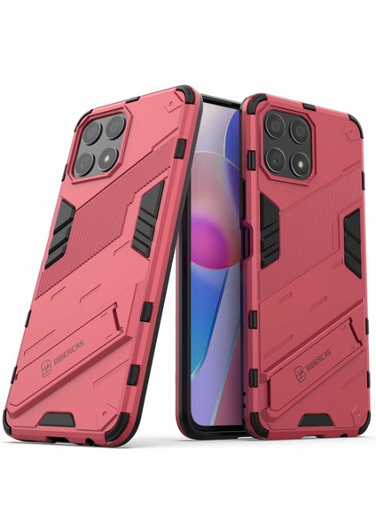 Honor X30I Için Düşmeye Karşı Destekli Ayak Fonksiyonlu Kombo Pc+Tpu Kılıf Çift Katmanlı Koruyucu Cep Telefonu Kabuğu-Gül (Yurt Dışından) modelleri