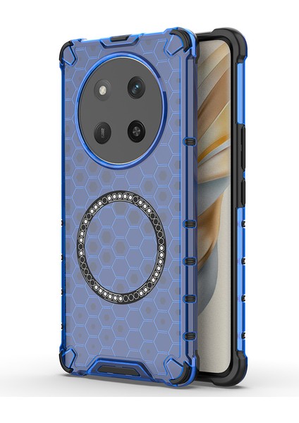 Honor X60 Pro 5g Kılıfı Magsafe Honeycomb Tasarım Tpu+Pc Telefon Kılıfı-Mavi ile Uyumlu (Yurt Dışından)
