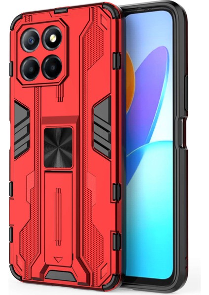 Honor X8 5g Kickstand Telefon Kılıfı Düşmeye Karşı Sert Pc Yumuşak Tpu Darbeye Dayanıklı Kapak-Kırmızı (Yurt Dışından)