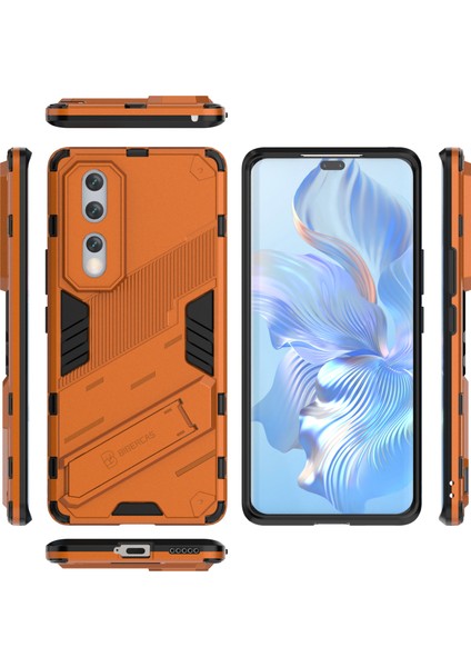 Honor 80 Pro 5g Için Düşmeye Dayanıklı Korumalı Kickstand Telefon Kılıfı, Sert Pc Yumuşak Tpu Hibrit Kılıf-Turuncu (Yurt Dışından) fırsatları