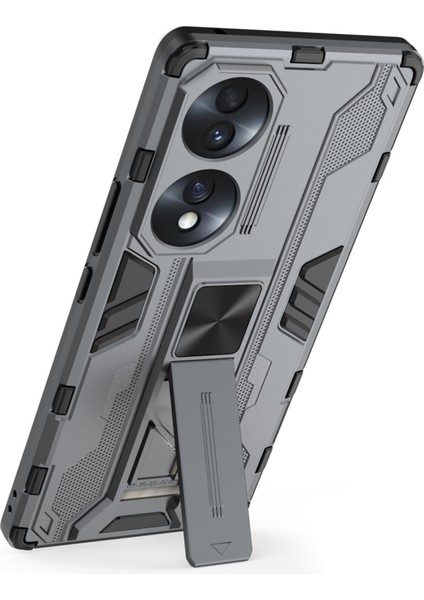 Honor 70 5g Telefon Kılıfı Kickstand Sert Pc Yumuşak Tpu Çift Katmanlı Kaymaz Sağlam Koruyucu Kılıf-Gri (Yurt Dışından) fırsatları