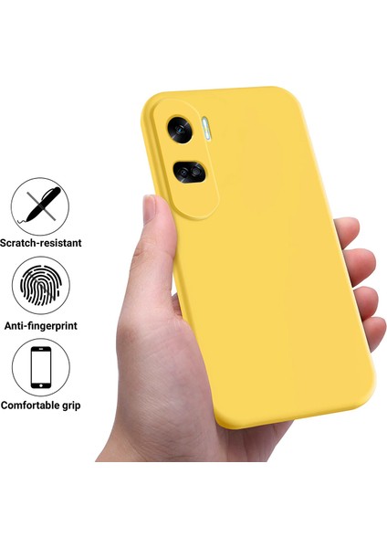 Honor 90 Lite 5G/X50I 5g Sıvı Silikon Telefon Kılıfı Yumuşak Astarlı Darbeye Dayanıklı Kılıf Kayışlı-Sarı (Yurt Dışından) fiyatları