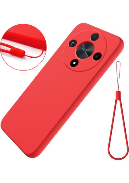 Honor Magic6 Lite 5G/X9B 5g Kılıf Parmak Izi Önleyici Sıvı Silikon Yumuşak Astar Akıllı Telefon Kılıfı-Kırmızı (Yurt Dışından)