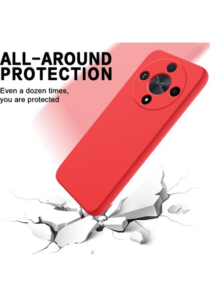 Honor Magic6 Lite 5G/X9B 5g Kılıf Parmak Izi Önleyici Sıvı Silikon Yumuşak Astar Akıllı Telefon Kılıfı-Kırmızı (Yurt Dışından) modelleri