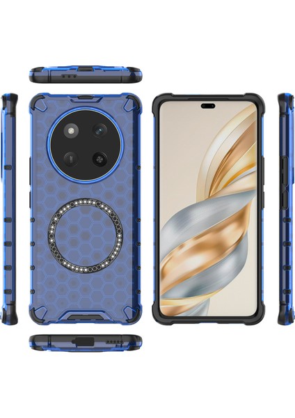 Honor X60 Pro 5g Kılıfı Magsafe Honeycomb Tasarım Tpu+Pc Telefon Kılıfı-Mavi ile Uyumlu (Yurt Dışından) modelleri