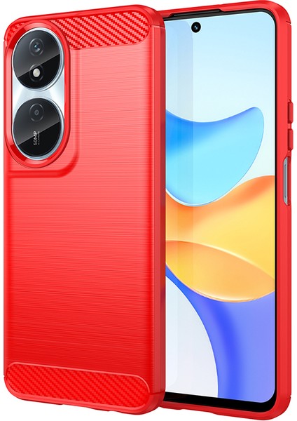 Honor X7B 4g/honor 90 Akıllı Tpu Kılıf Telefon Kapağı Karbon Fiber Doku-Kırmızı (Yurt Dışından)