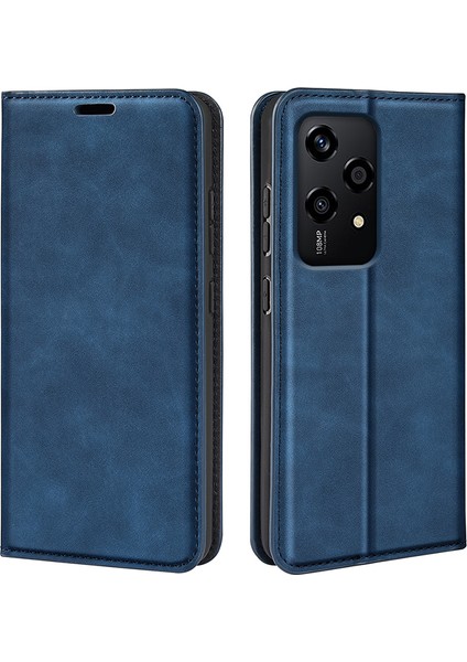 Honor 200 Lite Kart Yuvaları Kılıfı Cilt Dokunuşlu Deri Kapaklı Telefon Kılıfı-Mavi (Yurt Dışından)