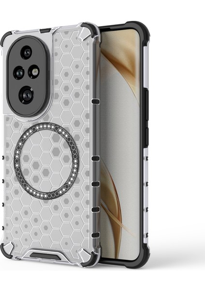 Honor 200 Pro 5g Kılıf Petek Tpu+Pc Cep Telefonu Kılıfı Magsafe-Transparent ile Uyumlu (Yurt Dışından)