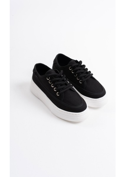 Glown Kadın Siyah Keten Spor Ayakkabı fiyatları