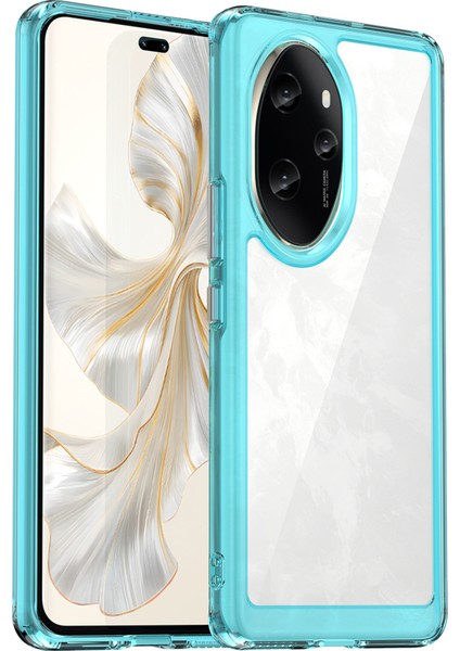 Honor 100 Pro 5g Kılıf Renkli Çerçeve Tpu+Akrilik Telefon Kılıfı-Şeffaf Mavi (Yurt Dışından)