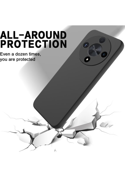 Honor Magic6 Lite 5G/X9B 5g Kılıf Parmak Izi Önleyici Sıvı Silikon Yumuşak Astar Akıllı Telefon Kılıfı-Siyah (Yurt Dışından) modelleri