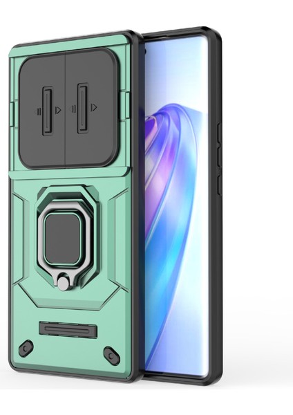 Honor X40 5G/X9A 5g/magic5 Lite 5g Kılıf Telefon Ayaklık Kapağı Sürgülü Lens Koruyucu-Yeşil (Yurt Dışından) fiyatları