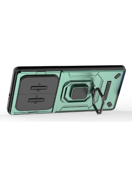 Honor X40 5G/X9A 5g/magic5 Lite 5g Kılıf Telefon Ayaklık Kapağı Sürgülü Lens Koruyucu-Yeşil (Yurt Dışından) modelleri