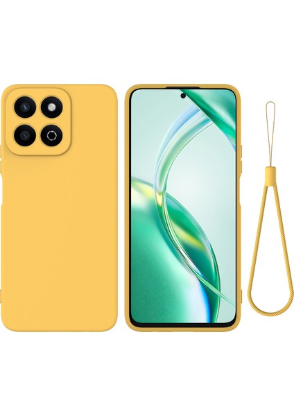 Honor X6B 5g/play 60 Plus 5g Sıvı Silikon Kılıf Telefon Arka Kapağı El Kayışı Ile-Sarı (Yurt Dışından)