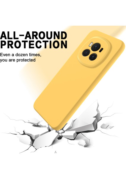 Honor Magic6 5g Cep Telefonu Kılıfı Düz ​​renk Sıvı Silikon Çizilmez Kılıf Kayışlı-Sarı (Yurt Dışından) modelleri