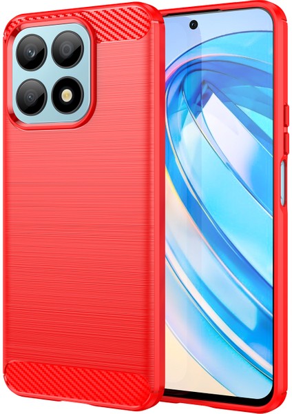 Honor X8A 4g Karbon Fiber Doku Fırçalanmış Tpu Telefon Kılıfı Düşmeye Karşı Cep Telefonu Kapağı-Kırmızı (Yurt Dışından)
