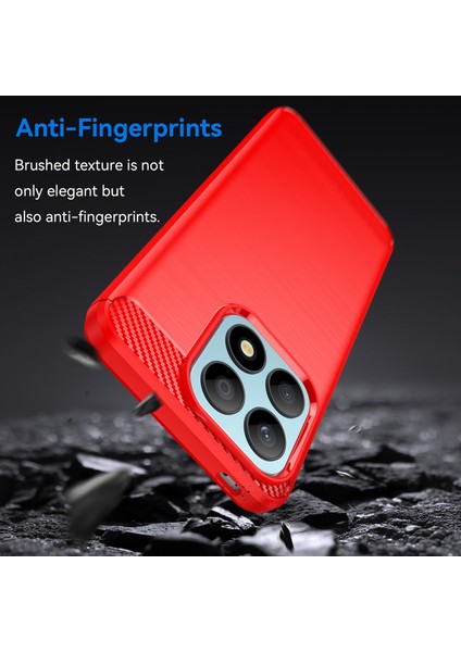 Honor X8A 4g Karbon Fiber Doku Fırçalanmış Tpu Telefon Kılıfı Düşmeye Karşı Cep Telefonu Kapağı-Kırmızı (Yurt Dışından) modelleri
