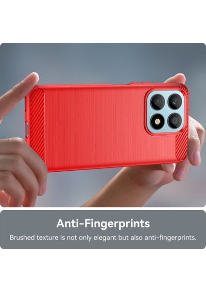 Honor X8A 4g Karbon Fiber Doku Fırçalanmış Tpu Telefon Kılıfı Düşmeye Karşı Cep Telefonu Kapağı-Kırmızı (Yurt Dışından) fırsatları