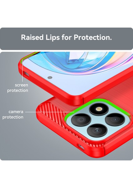 Honor X8A 4g Karbon Fiber Doku Fırçalanmış Tpu Telefon Kılıfı Düşmeye Karşı Cep Telefonu Kapağı-Kırmızı (Yurt Dışından) indirimleri