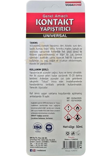 Genel Amaçlı Kontak Yapıştırıcı - Deri Ahşap Kauçuk - 50 Ml. fiyatları