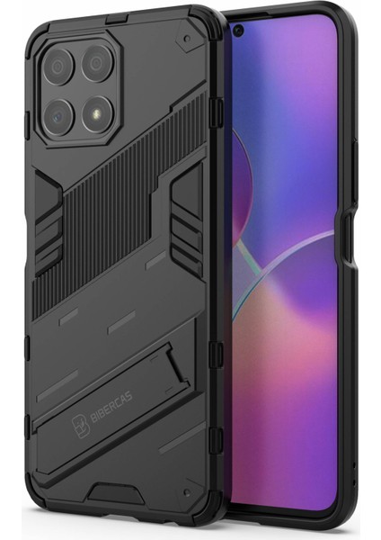 Honor X30I Düşmeye Karşı Destekli Ayak Fonksiyonlu Kombo Pc+Tpu Kılıf Çift Katmanlı Koruyucu Cep Telefonu Kabuğu-Siyah (Yurt Dışından)