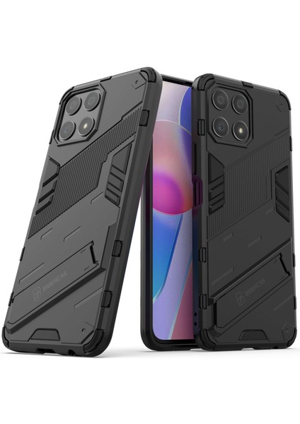 Honor X30I Düşmeye Karşı Destekli Ayak Fonksiyonlu Kombo Pc+Tpu Kılıf Çift Katmanlı Koruyucu Cep Telefonu Kabuğu-Siyah (Yurt Dışından) modelleri