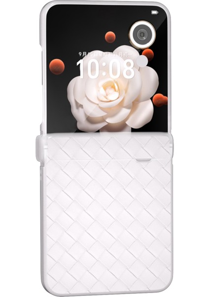 Honor Magic V Flip 5g Kılıf Dokuma Doku Deri + Pc Menteşe Telefon Kılıfı Mat Kenar-Beyaz (Yurt Dışından) fiyatları