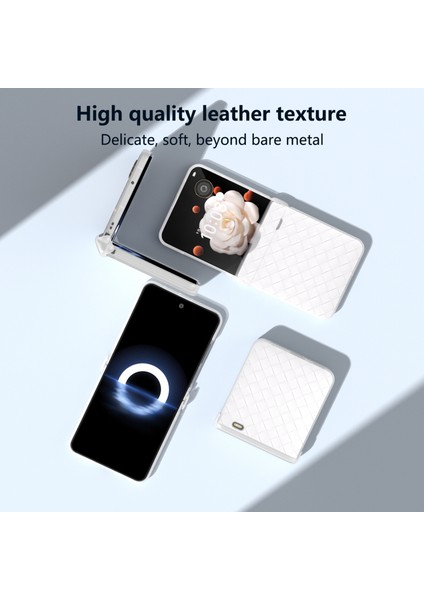 Honor Magic V Flip 5g Kılıf Dokuma Doku Deri + Pc Menteşe Telefon Kılıfı Mat Kenar-Beyaz (Yurt Dışından) fırsatları