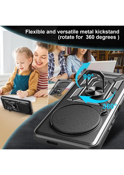 Honor X60 Pro 5g/magic7 Lite 5G/X9C 5g Kılıfı Kayar Kamera Kapağı Pc+Tpu Destekli Telefon Kılıfı-Siyah (Yurt Dışından) modelleri