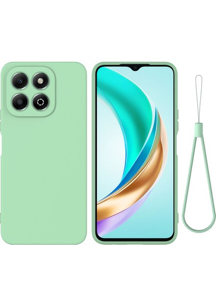 Honor X6B 4g Kılıf Düşmeye Karşı Dayanıklı Sıvı Silikon Telefon Kılıfı Askılı-Yeşil (Yurt Dışından)