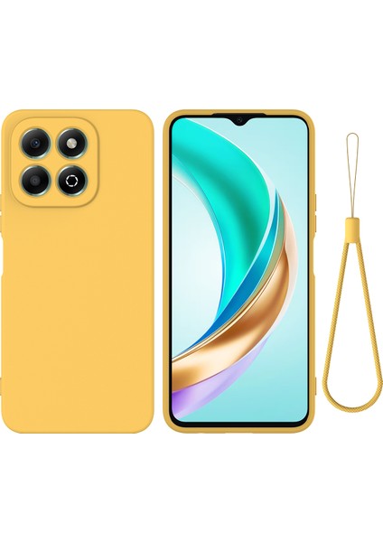 Honor X6B 4g Kılıf Düşmeye Karşı Dayanıklı Sıvı Silikon Telefon Kılıfı Kayışlı-Sarı (Yurt Dışından)