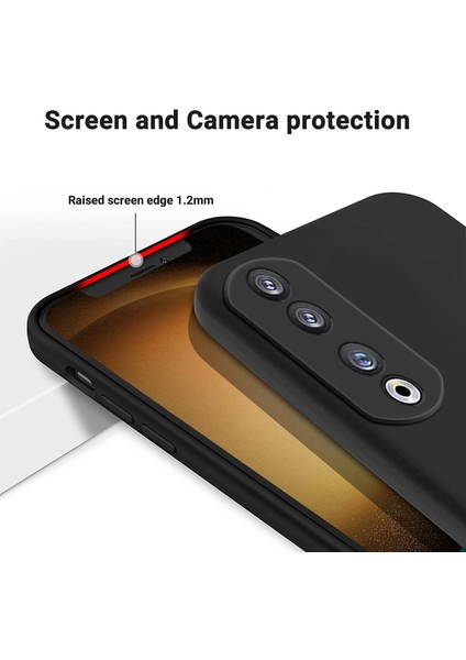 Honor 90 Pro Sıvı Silikon Telefon Kılıfı Yumuşak Astarlı Koruyucu Kılıf Kayışlı-Siyah (Yurt Dışından) indirimleri