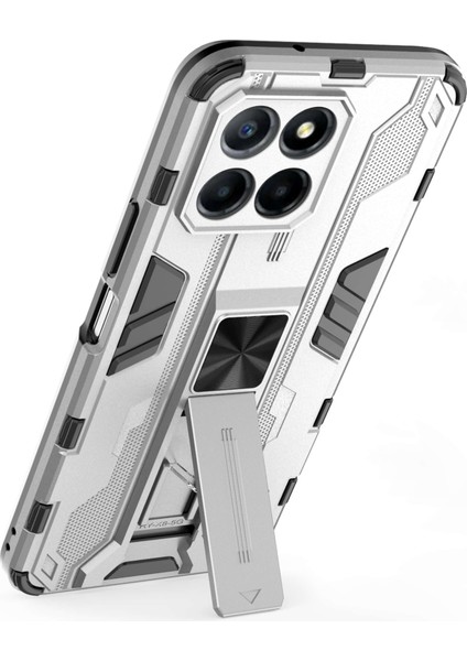 Honor X8 5g Kickstand Telefon Kılıfı Düşmeye Karşı Sert Pc Yumuşak Tpu Darbeye Dayanıklı Kapak-Gümüş (Yurt Dışından) fırsatları