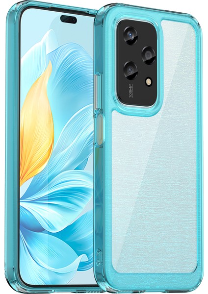 Honor 200 Lite Kılıf Renkli Çerçeve Tpu+Akrilik Şeffaf Arka Telefon Kılıfı-Şeffaf Mavi (Yurt Dışından)