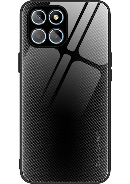 Temperli Cam + Tpu Cep Telefonu Kılıfı Honor X8 5g Için, Karbon Fiber Dokulu Aşınmaya Dayanıklı Telefon Kılıfı - Siyah (Yurt Dışından)