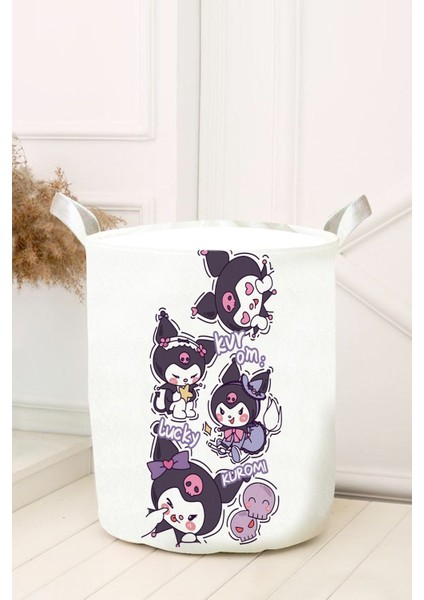 Beyaz Zemin Kuromiler Oyuncak Sepeti ve Oda Düzenleyici