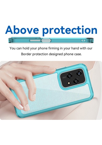 Honor 200 Lite Kılıf Renkli Çerçeve Tpu+Akrilik Şeffaf Arka Telefon Kılıfı-Şeffaf Mavi (Yurt Dışından) modelleri