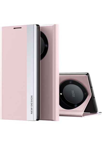 Honor X9A 5g/magic5 Lite 5g Elektrokaplama Pu Deri Flip Stand Telefon Kılıfı Telefon Kılıfı-Pembe (Yurt Dışından)