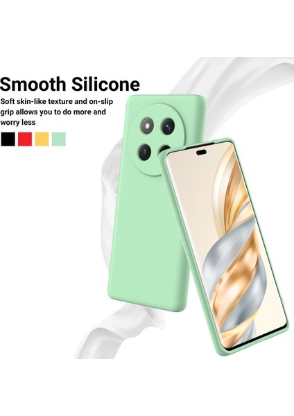 Honor X60 Pro 5g Kılıf Sıvı Silikon Telefon Arka Kapağı El Kayışı Ile-Yeşil (Yurt Dışından) modelleri