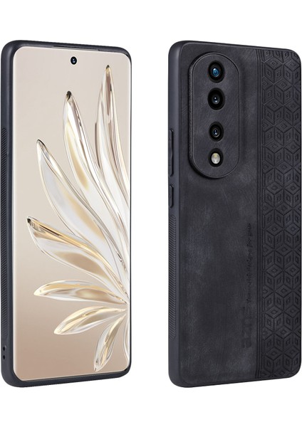 Azns Honor 70 5g Için Çizilmez Ince Cep Telefonu Kılıfı, Baskılı Desenli Pu Deri Kaplamalı Tpu Arka Kapak-Siyah (Yurt Dışından)