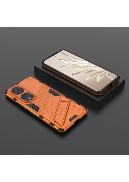 Honor 70 Pro 5g Darbe Emici Düşmeye Dayanıklı Tpu+Pc Kılıfı Kickstand Çizilmez Cep Telefonu Kılıfı-Turuncu (Yurt Dışından) indirimleri