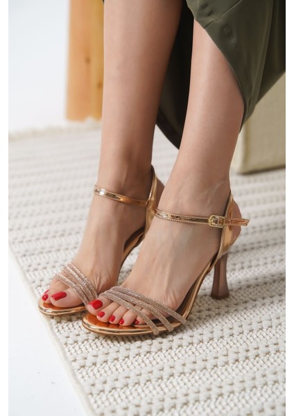 Lilia Kadın Rose Gold Taşlı Sandalet
