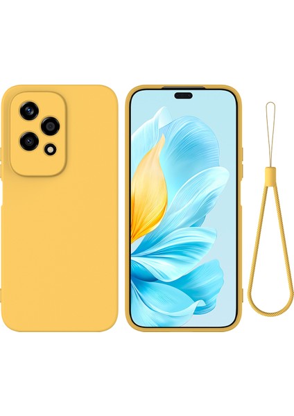 Honor 200 Lite Kılıf Askılı Sıvı Silikon Telefon Kılıfı Kamera Koruması-Sarı (Yurt Dışından)