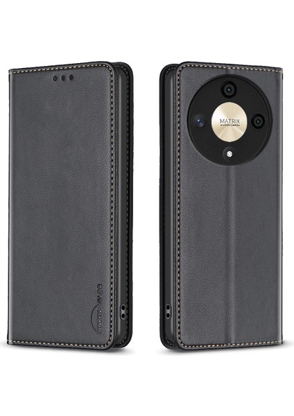 Bınfen Color BF18 Honor X9B 5g/magic6 Lite 5g Telefon Kılıfı Kart Tutucu Standlı-Siyah (Yurt Dışından)