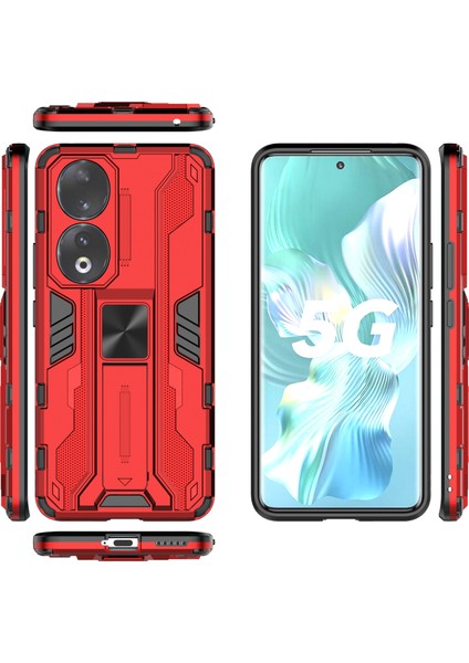 Honor 90 Düşmeye Karşı Telefon Kılıfı Kickstand Sert Pc+Yumuşak Tpu Koruyucu Kılıf-Kırmızı (Yurt Dışından) indirimleri
