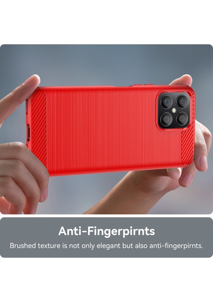 Honor X8 4g 4g Tpu Telefon Kılıfı Karbon Fiber Doku Fırçalanmış Darbeye Dayanıklı Kılıf Aşınmaya Dayanıklı Telefon Kılıfı-Kırmızı (Yurt Dışından) fırsatları