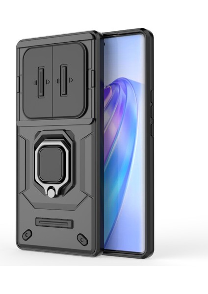 Honor X40 5G/X9A 5g/magic5 Lite 5g Kılıf Telefon Ayaklı Kapak Sürgülü Lens Koruyucu-Siyah (Yurt Dışından) fiyatları