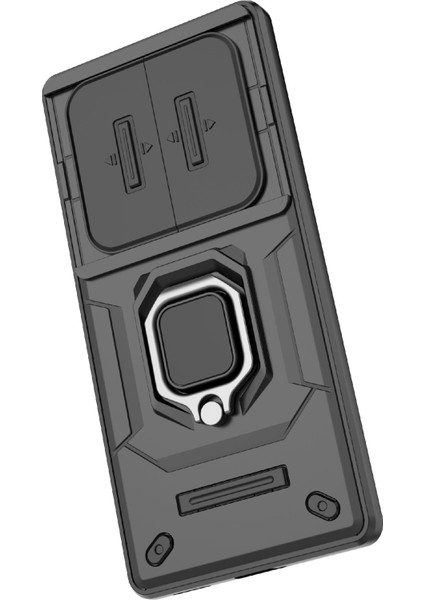 Honor X40 5G/X9A 5g/magic5 Lite 5g Kılıf Telefon Ayaklı Kapak Sürgülü Lens Koruyucu-Siyah (Yurt Dışından) indirimleri